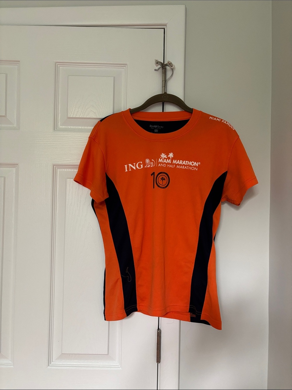 ING Miami Half/Marathon 2012 Orange and Navy Running Tee